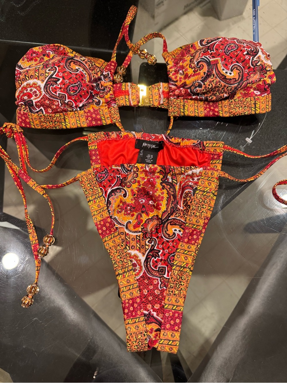 Nasty Gal Paisley Print 2 Pc Bikini New Size 6